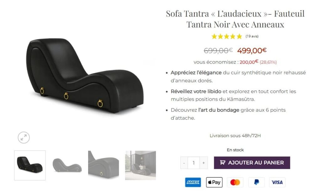 Fauteuil Tantra Noir Avec Anneaux