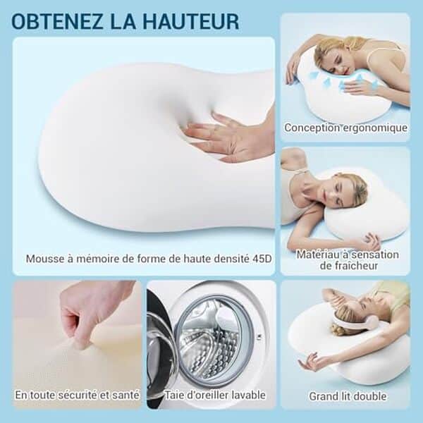 Découvrez notre test complet de l'oreiller ergonomique cervical AIRSKY à mémoire de forme 68x40x11, 5 cm : confort optimal et soutien cervical parfait pour vos nuits