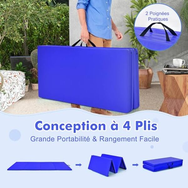 Découvrez notre test complet du tapis de gym pliable Goplus 240x118x5 cm : un allié idéal pour vos séances de sport à domicile, alliant confort et facilité de rangement.