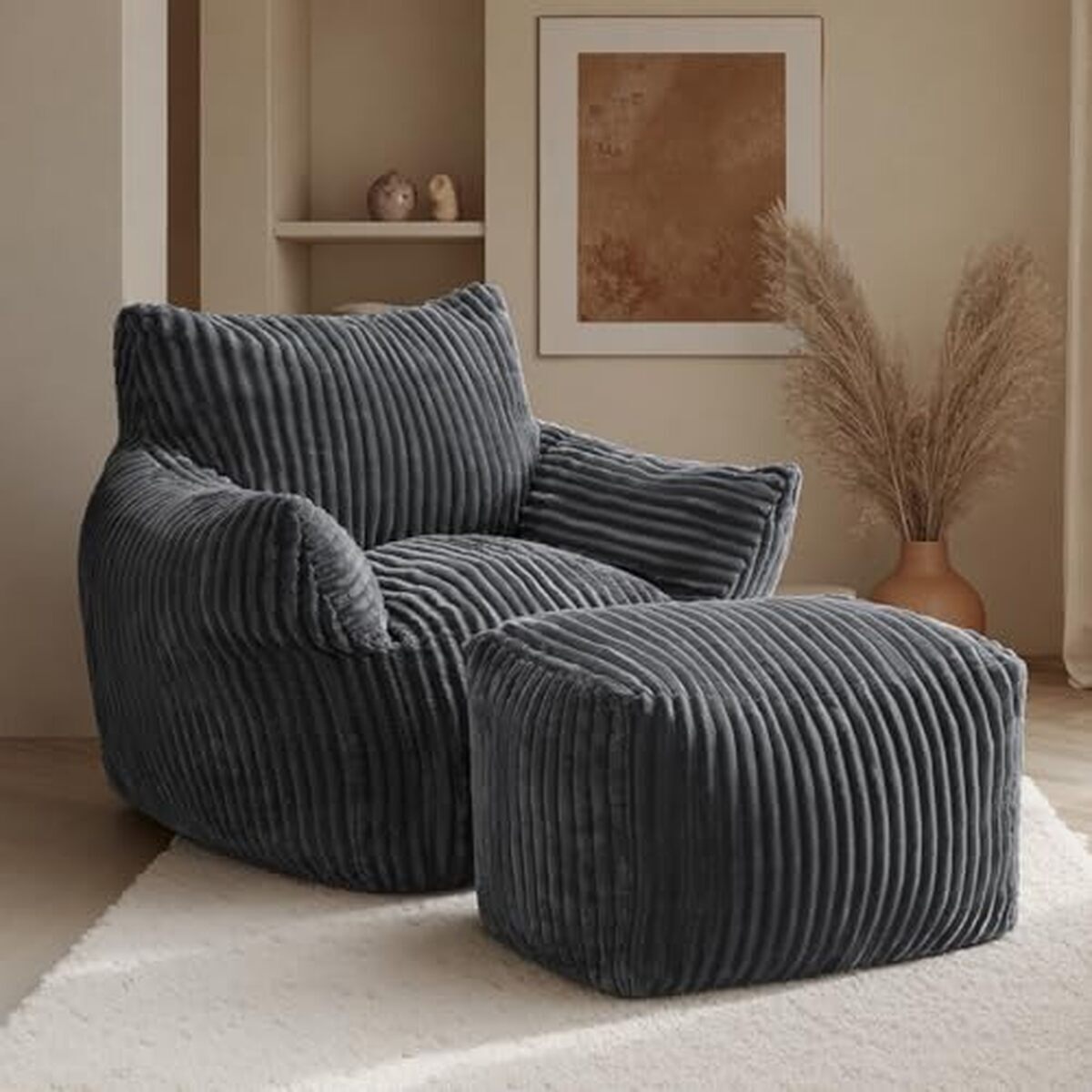 Avis sur le pouf velours côtelé JULY'S SONG avec repose-pieds