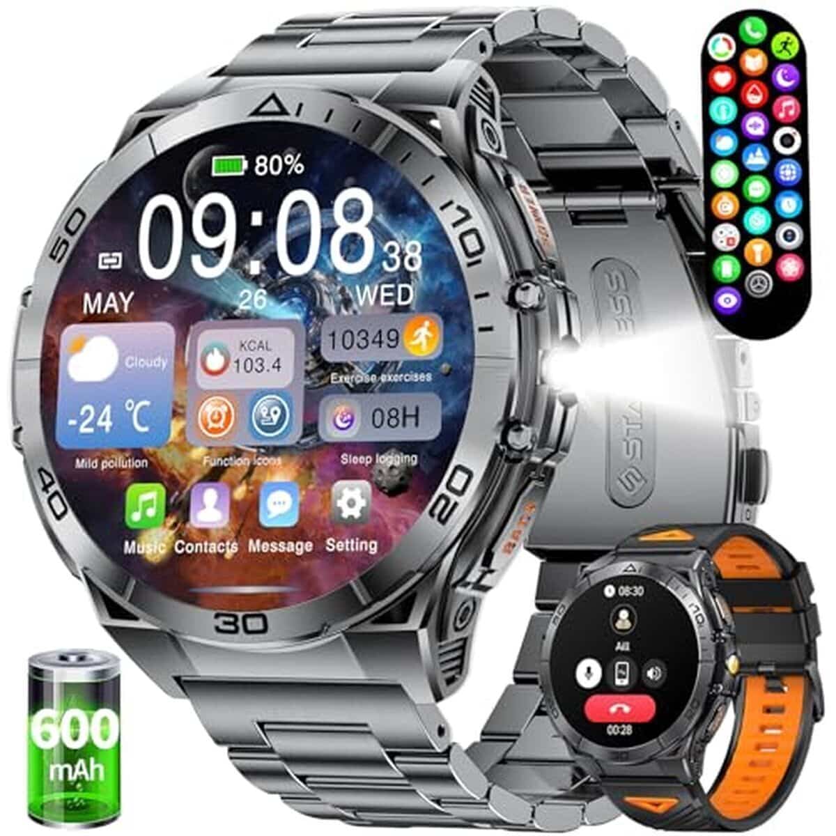 Test de la smartwatch homme 1.6" HD AMOLED, appels Bluetooth et 100+ modes sport