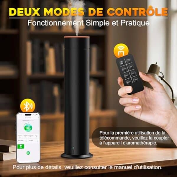 Découvrez notre évaluation complète du diffuseur d'huiles essentielles 150ml avec télécommande et application intelligente pour une ambiance apaisante à domicile