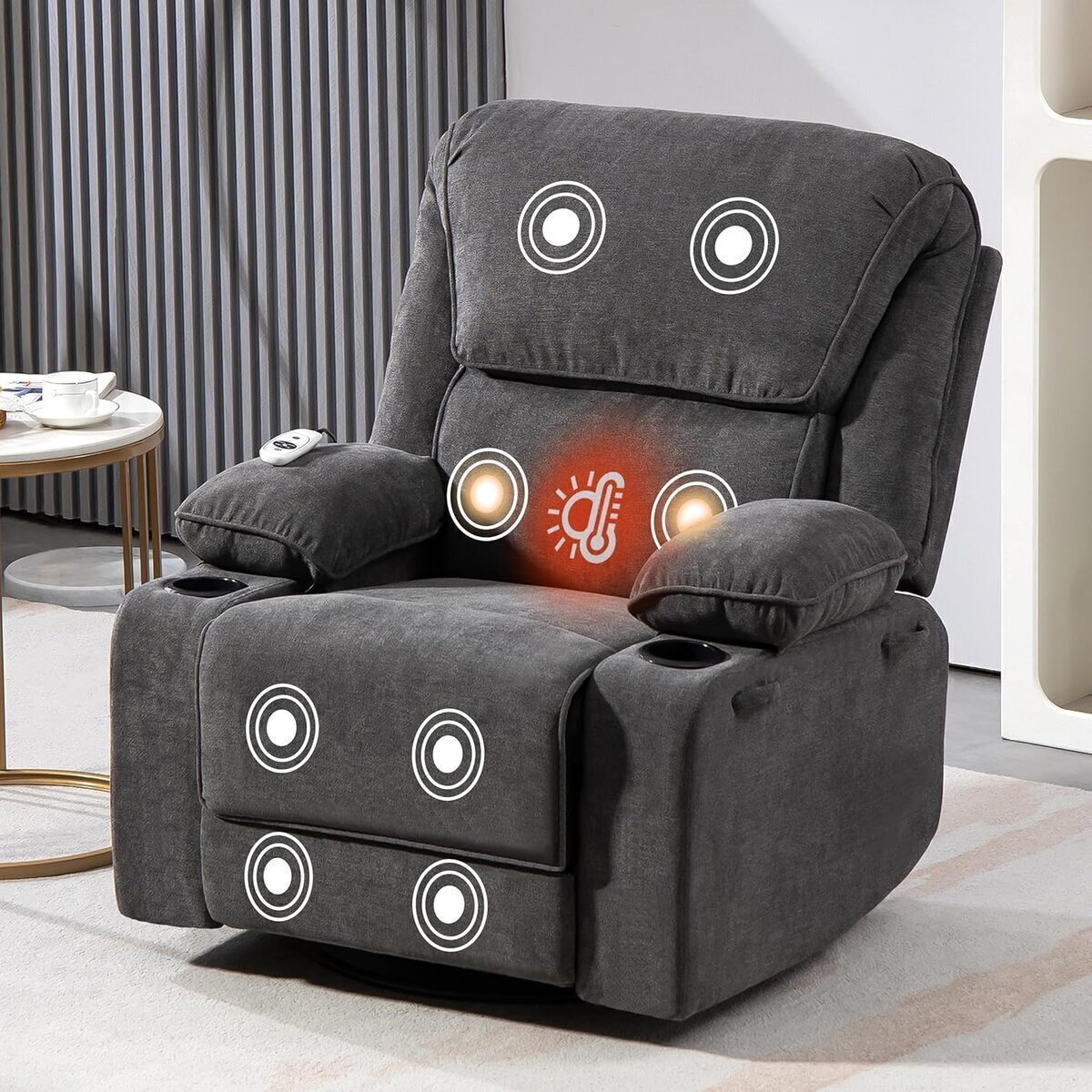 Test du fauteuil relaxant BRTHORY : massage 8 points et pivotement à 360°
