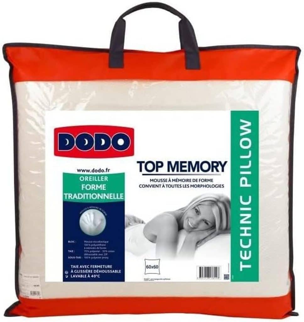 Test oreiller DODO mémoire de forme 60x60 cm : confort cervical optimal